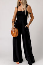 Load image into Gallery viewer, Green Smocked Sleeveless Wide Leg Jumpsuit with Pockets
