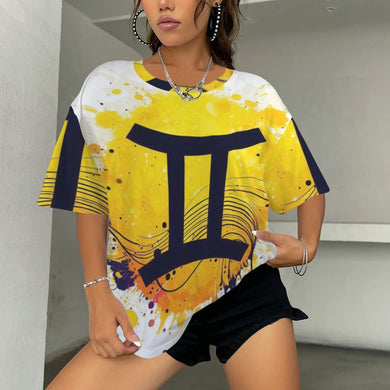 Gemini Round Neck Loose T-Shirt (Inky Splatter)