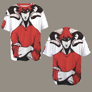 Aries Round Neck Loose T-Shirt (Rough Sketch) 3
