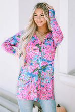Load image into Gallery viewer, Pink Flower Print Long Sleeve Button Up Cardigan
