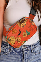 Load image into Gallery viewer, Orange Pumpkin Sunflower Halloween Graphic Crossbody Bag
