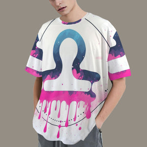 Libra Round Neck Loose T-Shirt (Inky Splatter)