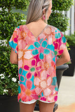 Load image into Gallery viewer, Pink Abstract Print V Neck Dolman Blouse
