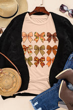 Load image into Gallery viewer, Khaki Halloween Fall Bowknot Graphic Short Sleeve Top
