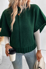 Load image into Gallery viewer, Blackish Green Mock Neck Batwing Short Sleeve Knit Sweater
