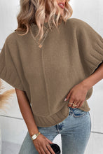 Load image into Gallery viewer, Blackish Green Mock Neck Batwing Short Sleeve Knit Sweater
