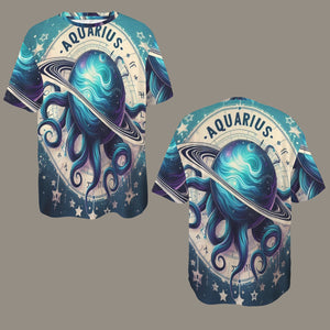 Aquarius (4) Round Neck Loose T-Shirt