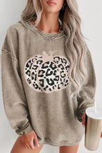 Load image into Gallery viewer, Khaki Leopard Halloween Pumpkin Graphic Corded Sweatshirt
