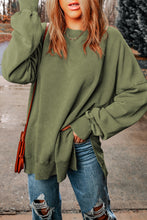 Load image into Gallery viewer, Gray Drop Shoulder Ribbed Trim Oversized Sweatshirt

