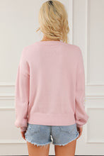 Load image into Gallery viewer, Pink Chenille Daisy Stitching Crew Neck Sweater

