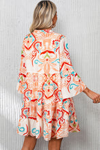 Load image into Gallery viewer, White Printed Tribal Bracelet Sleeve Buttoned Mini Dress
