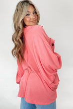 Load image into Gallery viewer, Pink Corded Flap Pocket Henley Top
