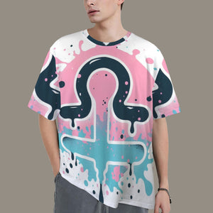 Libra Round Neck Loose T-Shirt (Inky Splatter) 4