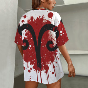 Aries Round Neck Loose T-Shirt (Inky Splatter) 3