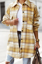Load image into Gallery viewer, Sky Blue Plaid Flap Pocket Long Sleeve Shacket
