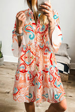 Load image into Gallery viewer, White Printed Tribal Bracelet Sleeve Buttoned Mini Dress

