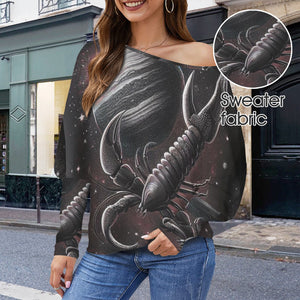 Design 230043170 Scorpio Casual Long Batwing Sleeve Off Shoulder Sweater