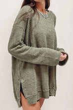Load image into Gallery viewer, Moss Green Plus Size Textured Knit Long Sleeve Top
