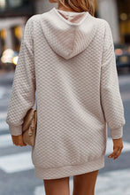 Load image into Gallery viewer, Parchment Drawstring Kangaroo Pocket Quilted Hooded Dress
