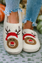 Load image into Gallery viewer, White Christmas Deer Home Indoor Plush Slippers
