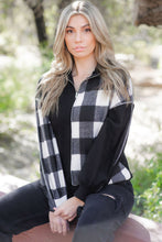 Load image into Gallery viewer, Black Checkboard Patchwork Exposed Stitching Collared Top

