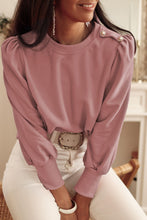 Load image into Gallery viewer, Fiery Red Button Tab Detail Long Sleeve Top

