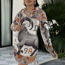 Load image into Gallery viewer, Design 66 Capricorn long sleeve hooded drawstring sweatshirt dress
