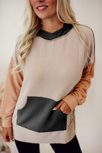 Load image into Gallery viewer, Smoke Gray Color Block High Low Textured Hoodie
