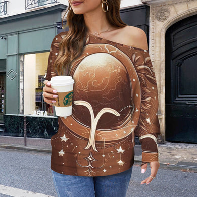 Designer (11) Virgo Casual Long Batwing Sleeve Off Shoulder Sweater