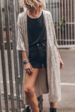 Load image into Gallery viewer, Black Sequin 3/4 Sleeve Open Front Duster Kimono
