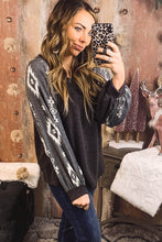 Load image into Gallery viewer, Black Western Print Patch Long Sleeve Top
