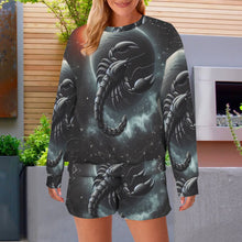 Load image into Gallery viewer, Design 65263619 Scorpio Long Sleeve Fleece Sweatshirt &amp; Drawstring Shorts Set
