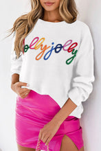 Load image into Gallery viewer, White Merry &amp; Bright Round Neck Casual Sweater
