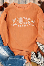 Load image into Gallery viewer, Orange SPOOKY SEASON Embroidered Letter Graphic Twisted Ribbed Sweatshirt
