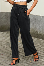 Load image into Gallery viewer, Black High Waist Pocketed Wide Leg Tencel Jeans

