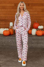 Load image into Gallery viewer, Pink Halloween Eve Haunted Honey Bat Print Pajama Set
