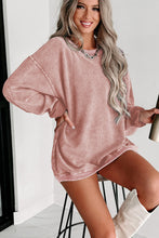 Load image into Gallery viewer, Green Solid Ribbed Knit Round Neck Pullover Sweatshirt
