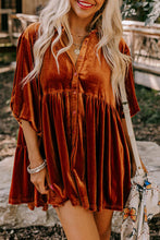 Load image into Gallery viewer, Chestnut 3/4 Sleeve Tunic Babydoll Velvet Shirt
