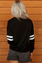 Load image into Gallery viewer, Black Halloween Pumpkin Face Sequin Patched Oversize Varsity Sweatshirt

