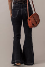 Load image into Gallery viewer, Black High Waist Button Front Flare Jeans
