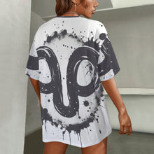 Load image into Gallery viewer, Capricorn Round Neck Loose T-Shirt (Inky Splatter) 2
