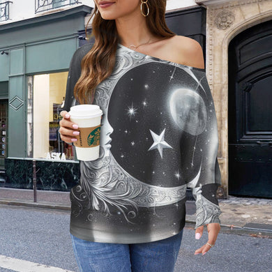 Designer (23) Cancer Casual Long Batwing Sleeve Off Shoulder Sweater