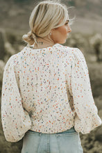 Load image into Gallery viewer, Beige Colorful Confetti Dots Cable Knit Crew Neck Sweater

