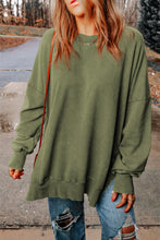 Load image into Gallery viewer, Gray Drop Shoulder Ribbed Trim Oversized Sweatshirt
