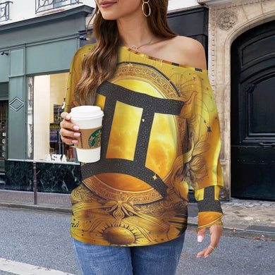 Designer (28) Gemini Casual Long Batwing Sleeve Off Shoulder Sweater