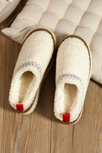 Load image into Gallery viewer, White Embroidered Sherpa Plush Thick Sole Winter Slippers
