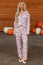 Load image into Gallery viewer, Pink Halloween Eve Haunted Honey Bat Print Pajama Set
