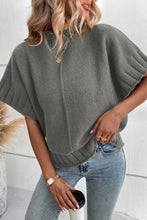 Load image into Gallery viewer, Blackish Green Mock Neck Batwing Short Sleeve Knit Sweater
