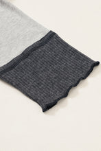 Load image into Gallery viewer, Gray Colorblock Seamed Ribbed Henley Hoodie
