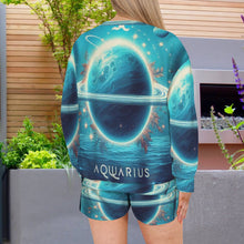 Load image into Gallery viewer, Designer (41) Aquarius  Long Sleeve Fleece Sweatshirt &amp; Drawstring Shorts Set
